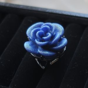 Royal Blue Glitter Rose Ring